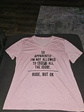 Pink V-Neck Graphic Tee - Dog Lover Message